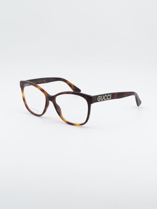 Gucci GG0421O 002 Eyeglasses Havana 55mm Cat Eye Frame main image 4